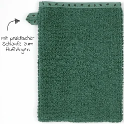 Waschhandschuh 3er Pack Bio-Baumwolle - Uni Piniengrün Hellolivgrün