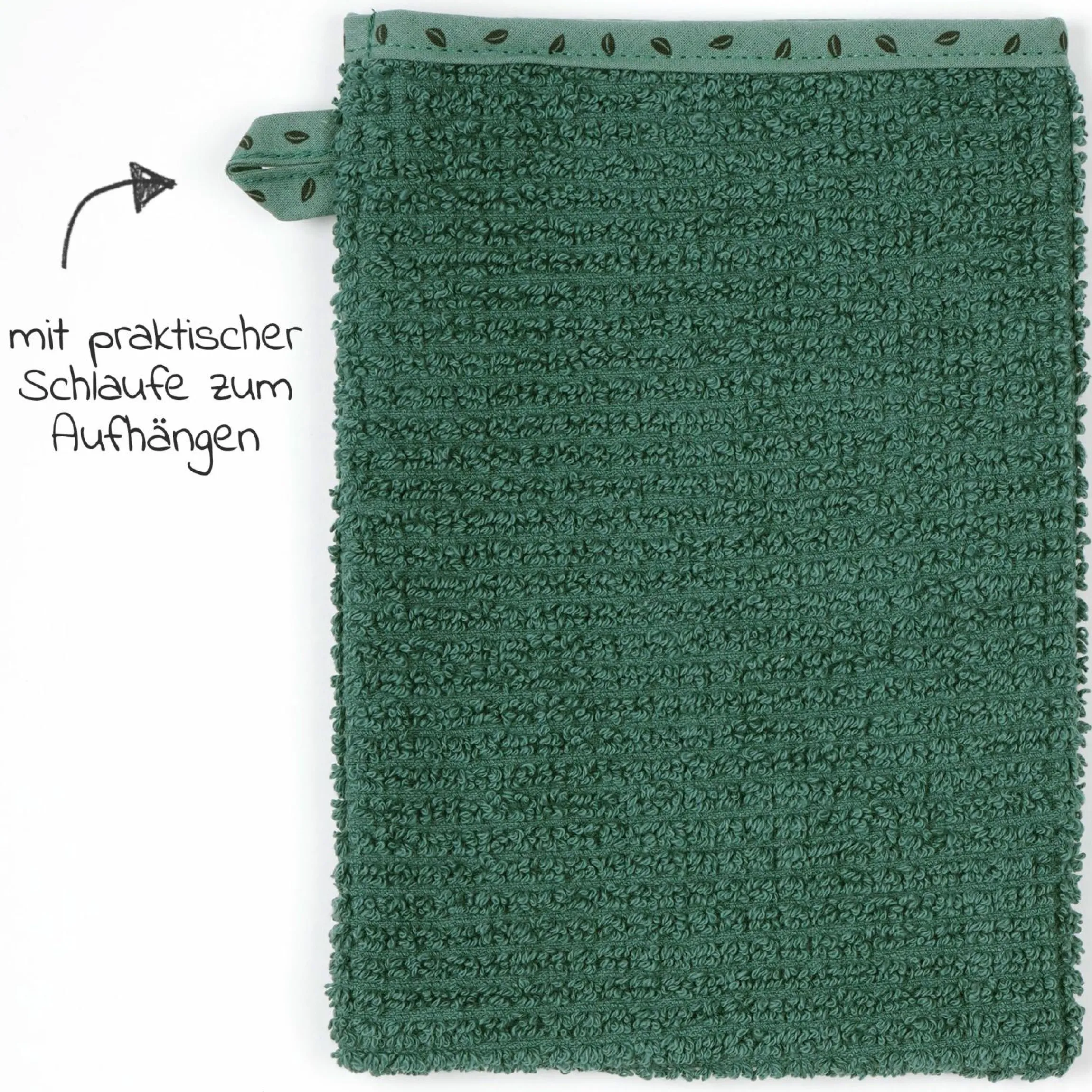 Waschhandschuh 3er Pack Bio-Baumwolle - Uni Piniengrün Hellolivgrün
