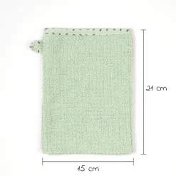 Waschhandschuh 3er Pack Bio-Baumwolle - Uni Piniengrün Hellolivgrün