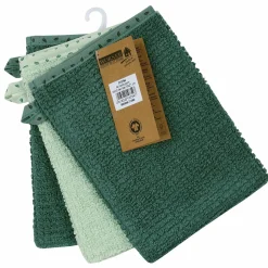 Waschhandschuh 3er Pack Bio-Baumwolle - Uni Piniengrün Hellolivgrün