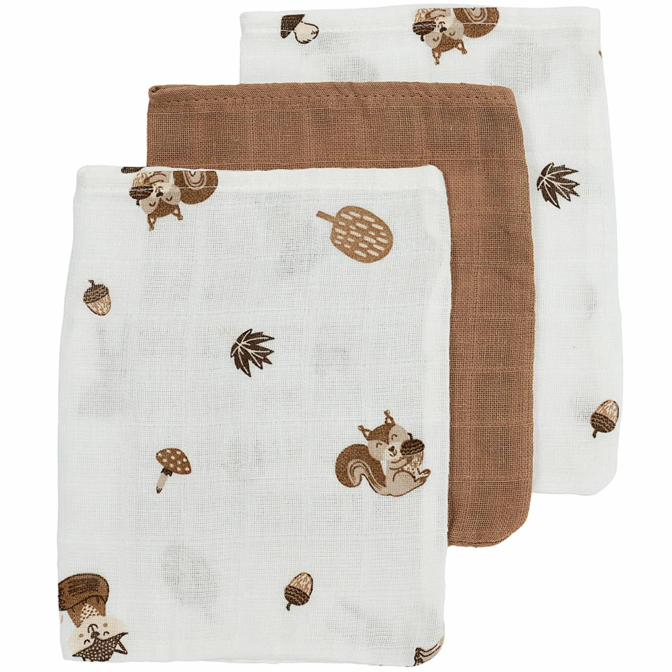 Waschhandschuh 3er Pack Musselin 20 x 17 cm - Forest Animals - Toffee