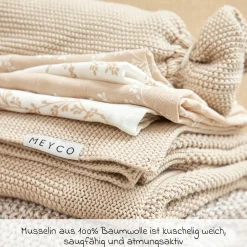 Waschhandschuh 3er Pack Musselin 20 x 17 cm - Branches - Sand