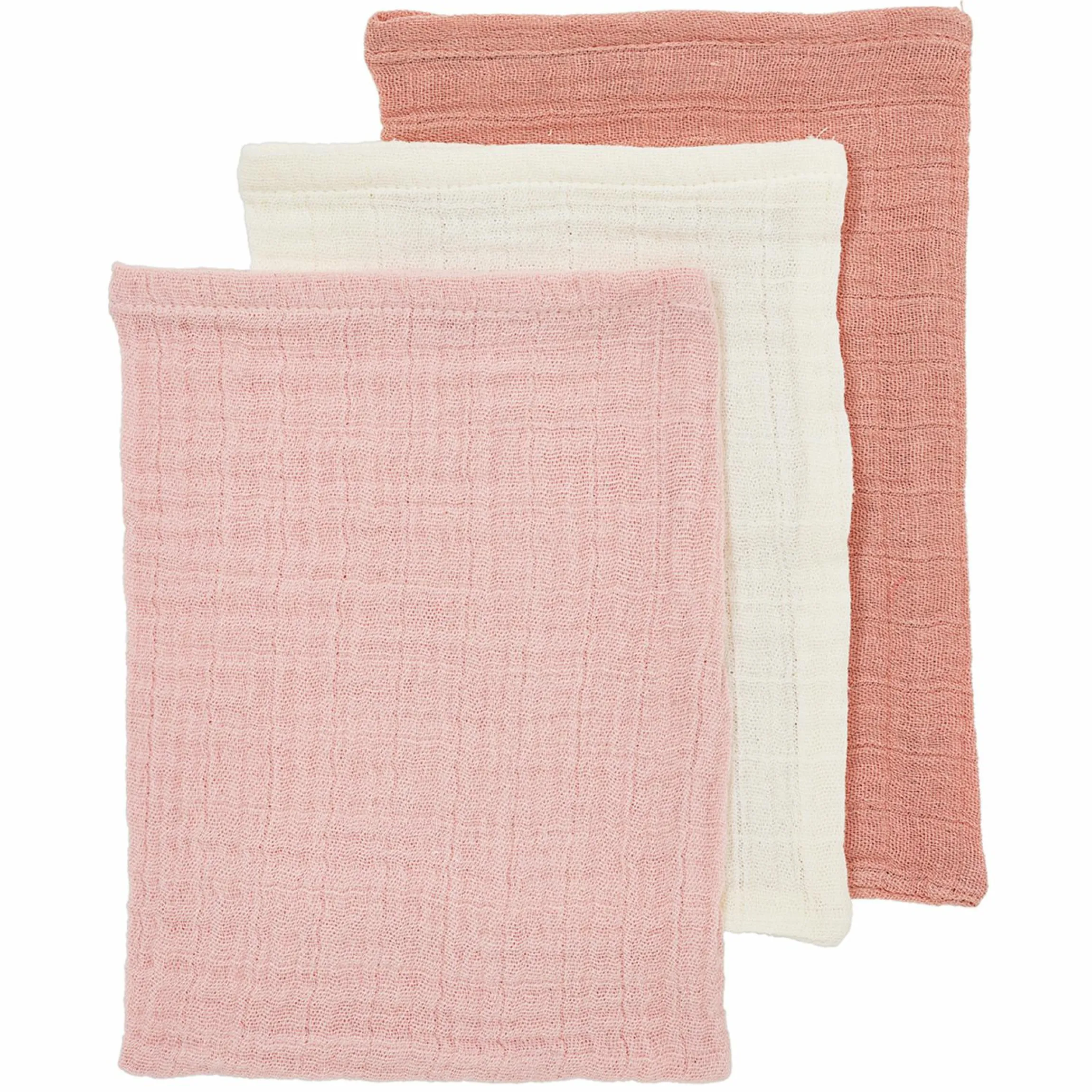 Waschhandschuh 3er Pack Musselin 20 x 17 cm - Soft Rose / Rose