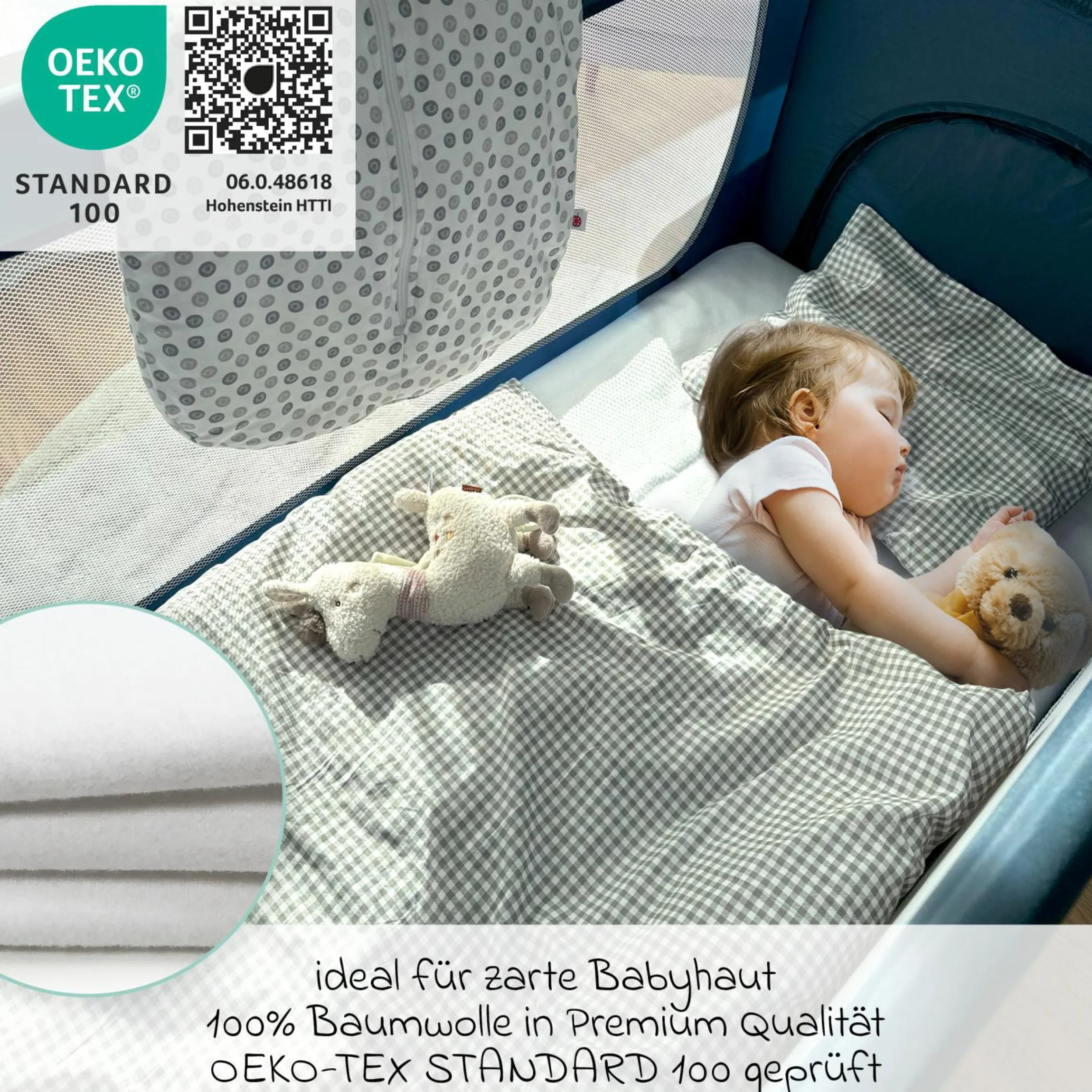 Wasserdichte Betteinlage 60 x 120 cm / Matratzenauflage für Baby- & Reisebetten - Molton