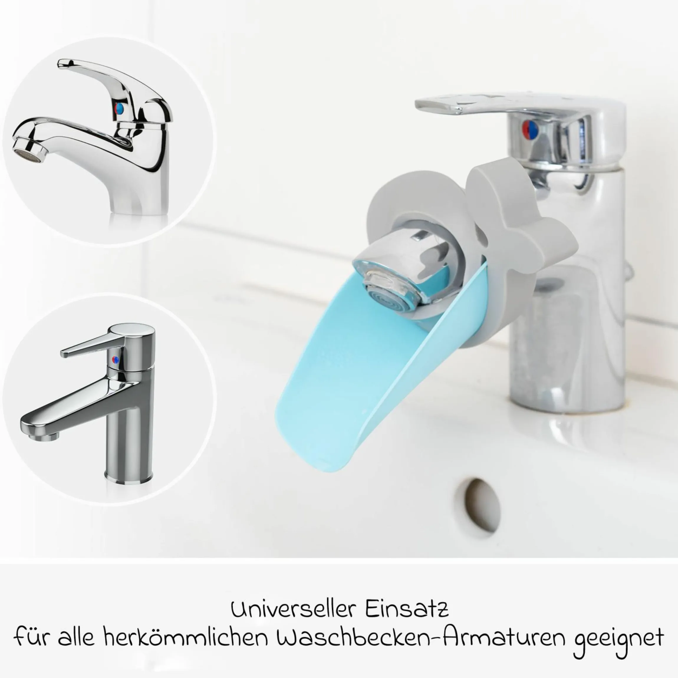 Wasserhahnverlängerung MyHappyBath Extender - Blau Grau