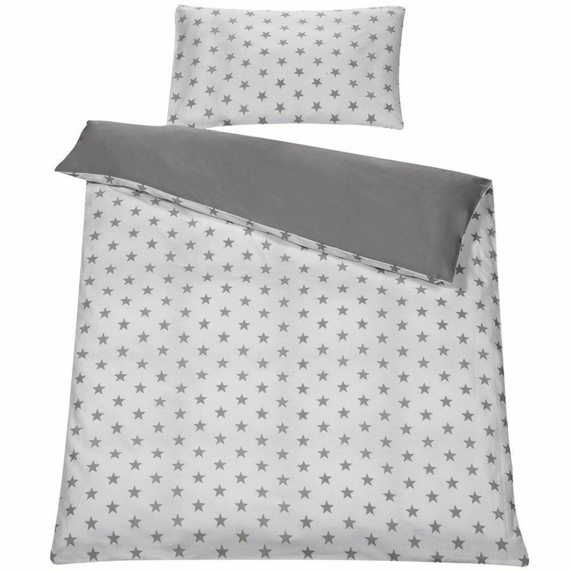 Wende-Bettwäsche 100 x 135 cm - Big Stars Grey