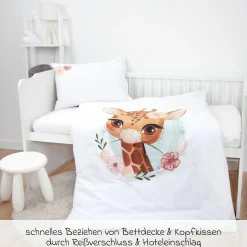 Wende-Bettwäsche 100 x 135 cm - Giraffe