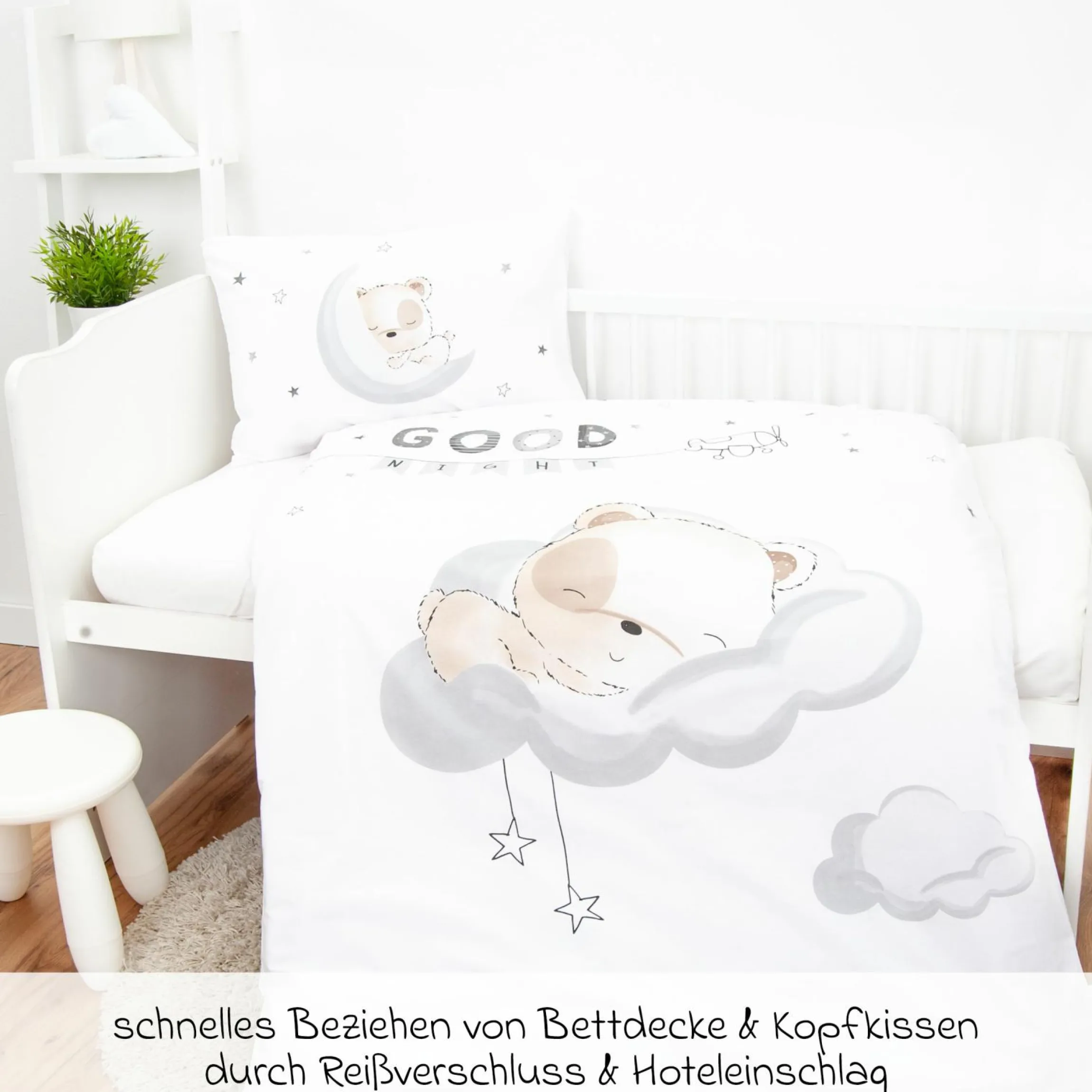 Wende-Bettwäsche 100 x 135 cm - Good Night