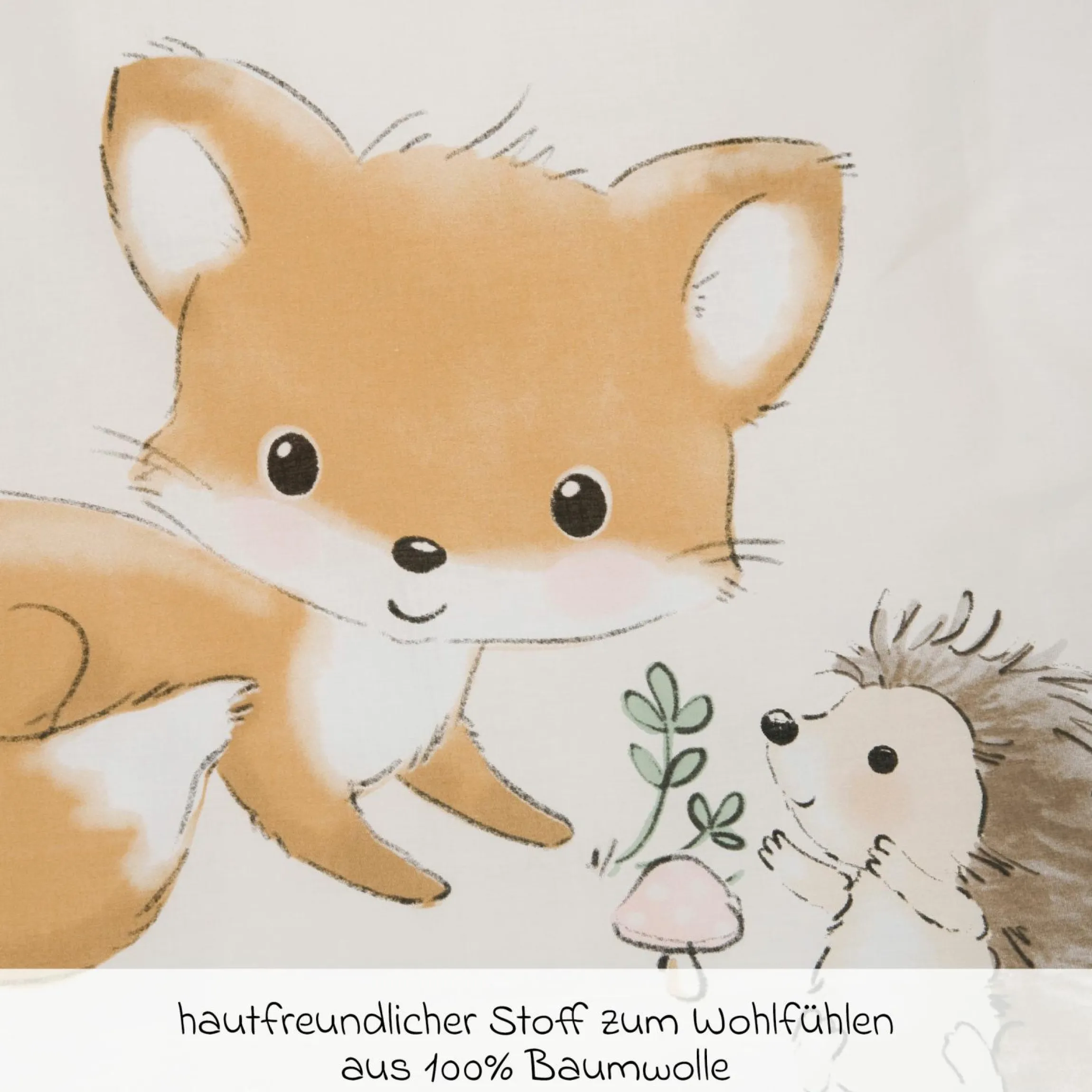 Wende-Bettwäsche 100 x 135 cm - Waldfreunde