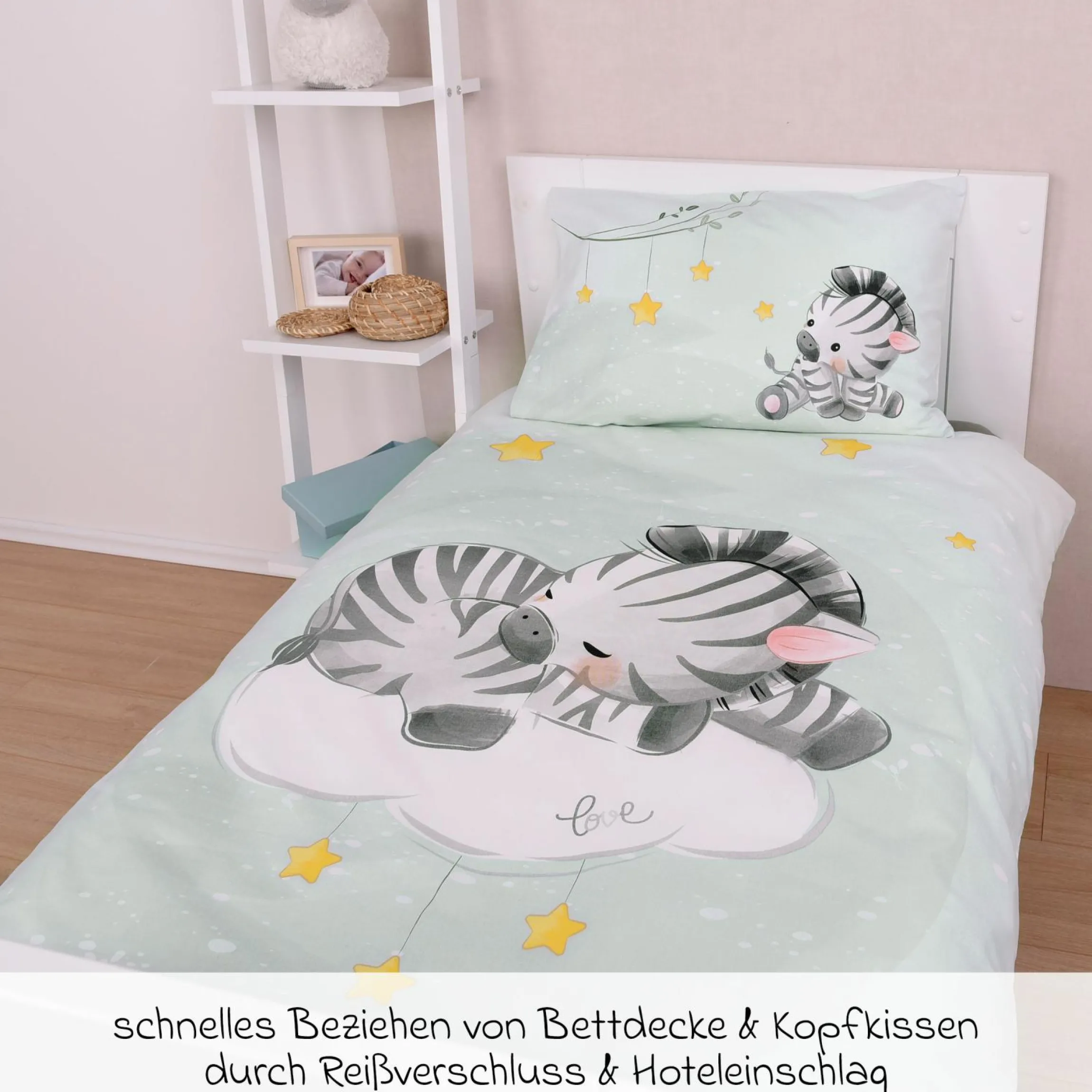 Wende-Bettwäsche 100 x 135 cm - Zebra