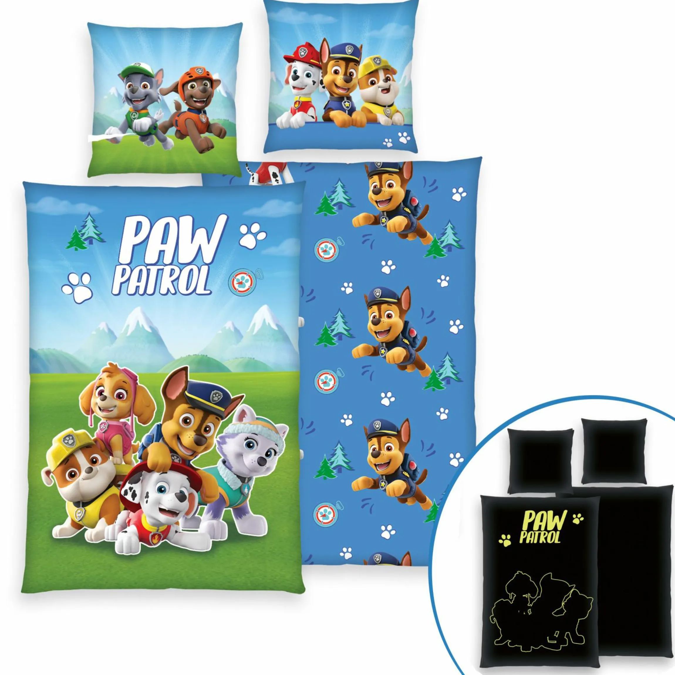 Wende-Bettwäsche Glow in the dark 135 x 200 cm - Paw Patrol
