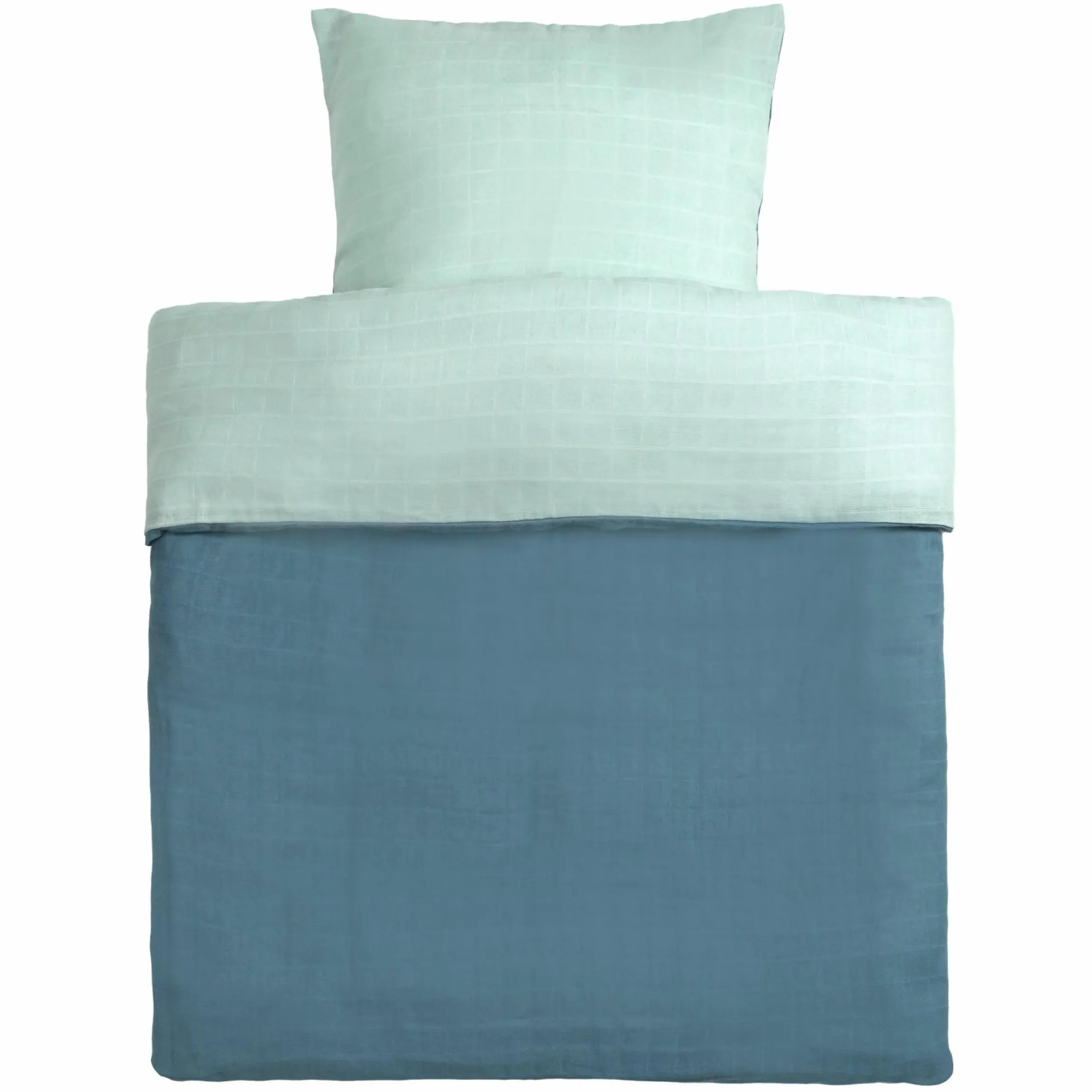Wende-Bettwäsche Mull 80 x 80 / 35 x 40 cm - Patina / Mint