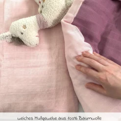 Wende-Bettwäsche Mull 80 x 80 / 35 x 40 cm - Orchidee / Puder