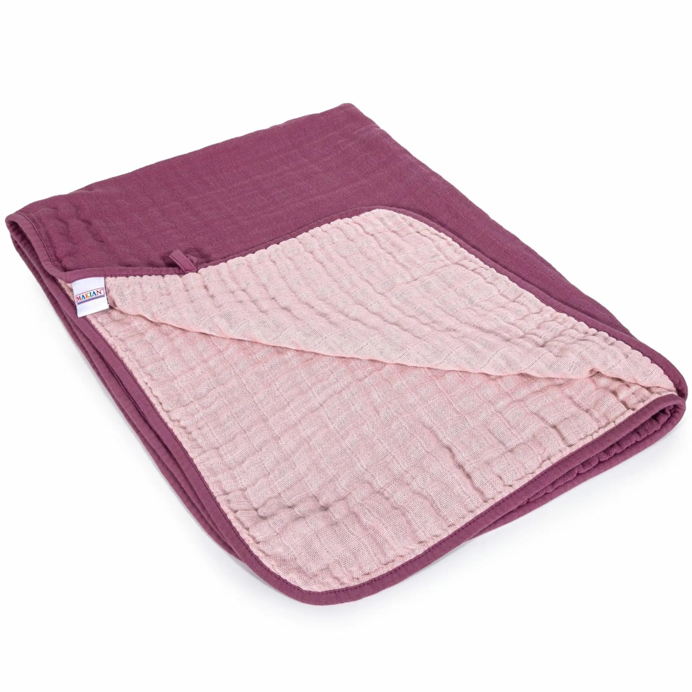 Wende-Kuscheldecke / Babydecke Mull 4-lagig 70 x 100 cm - Orchidee Puder