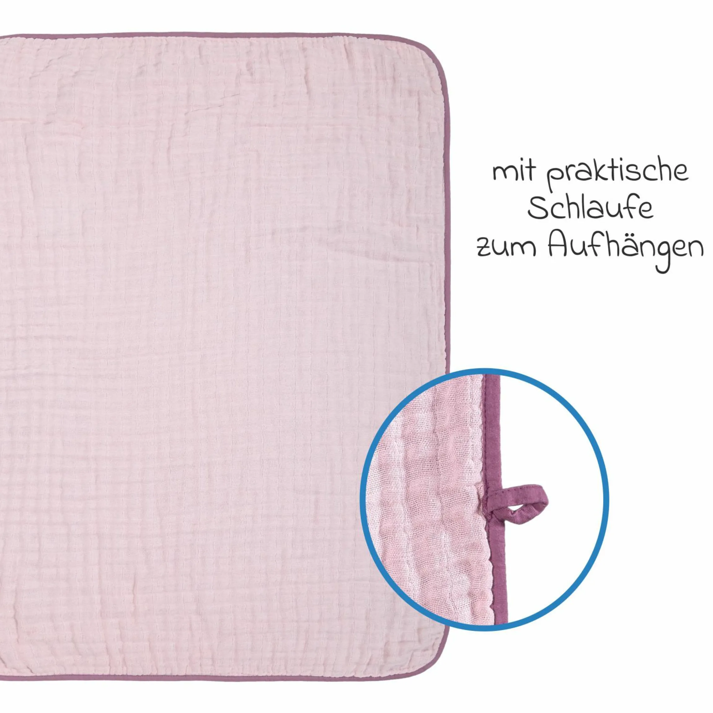 Wende-Kuscheldecke / Babydecke Mull 4-lagig 70 x 100 cm - Orchidee Puder