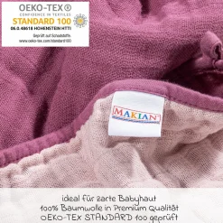 Wende-Kuscheldecke / Babydecke Mull 4-lagig 70 x 100 cm - Orchidee Puder