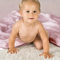 Wende-Kuscheldecke / Babydecke Mull 4-lagig 70 x 100 cm - Orchidee Puder