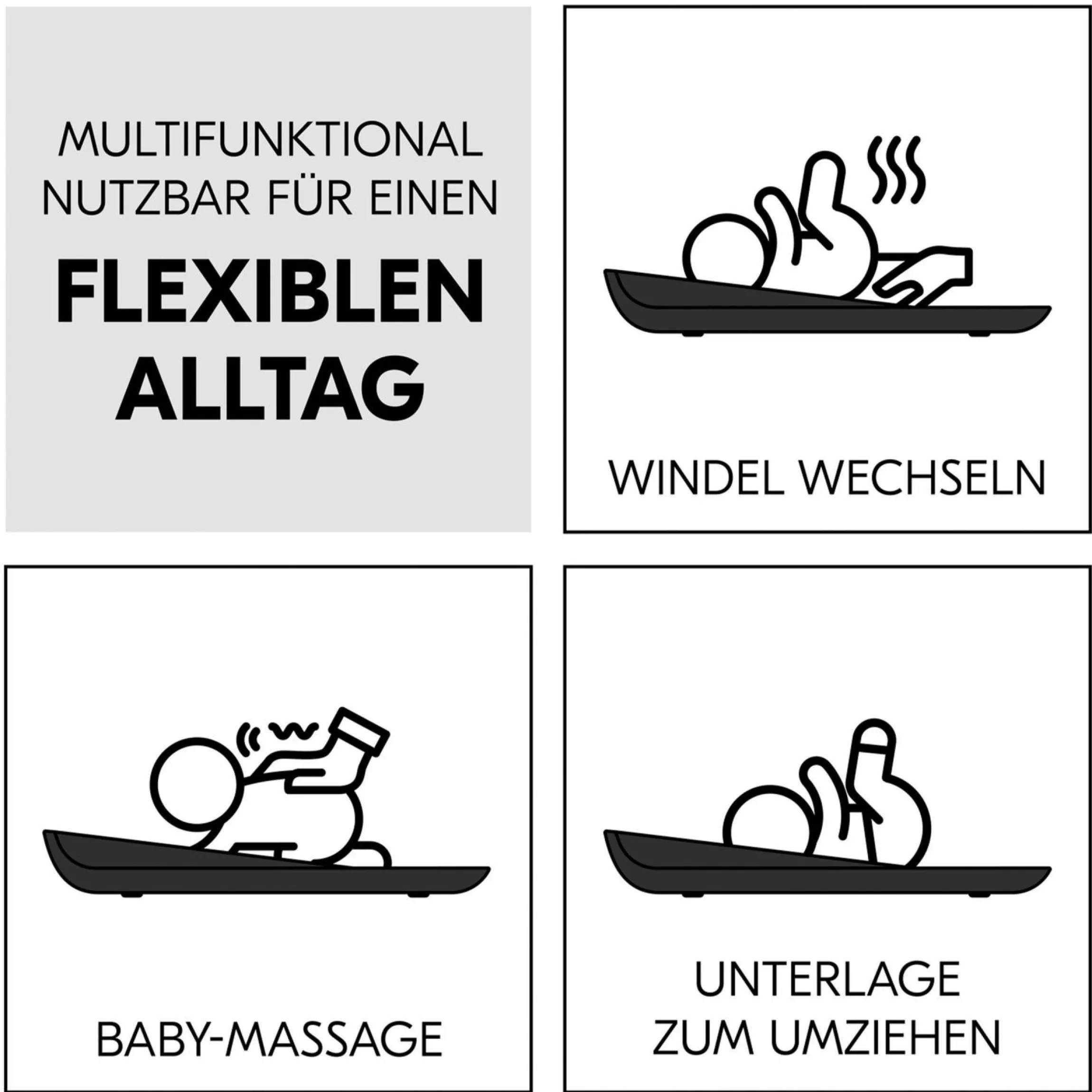 Wickelauflage Change N Clean rutschfest & abwaschbar - Anthracite