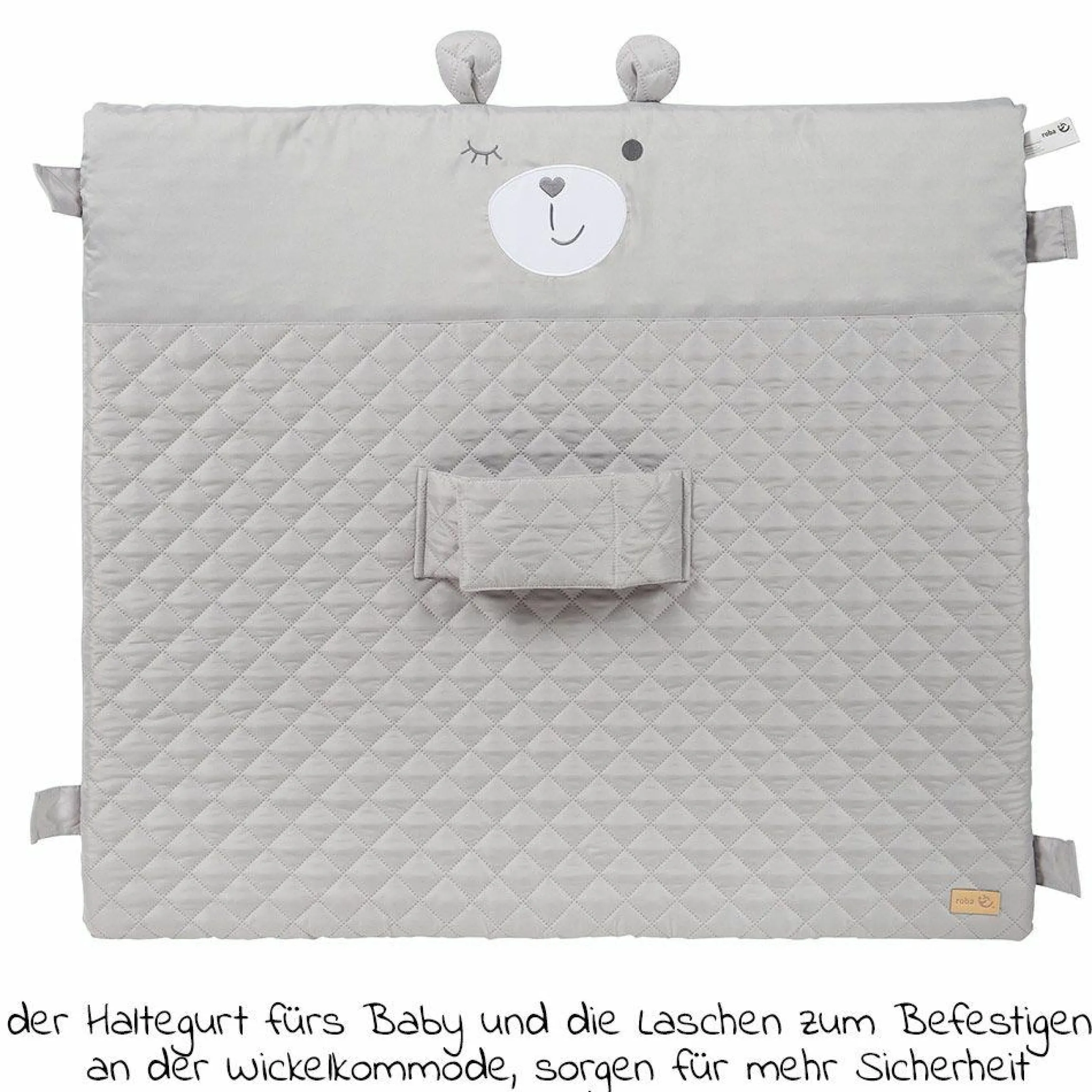 Wickelauflage mit Haltegurt 75 x 85 cm - Roba Style Sammy - Silbergrau