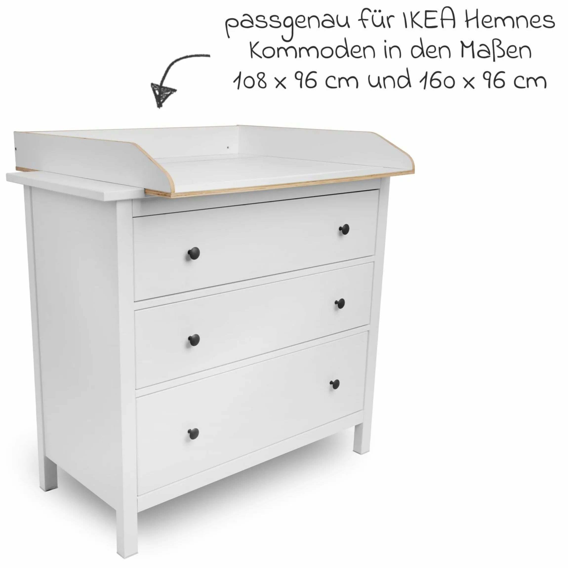 Wickelaufsatz für IKEA Hemnes Kommoden - Weiß