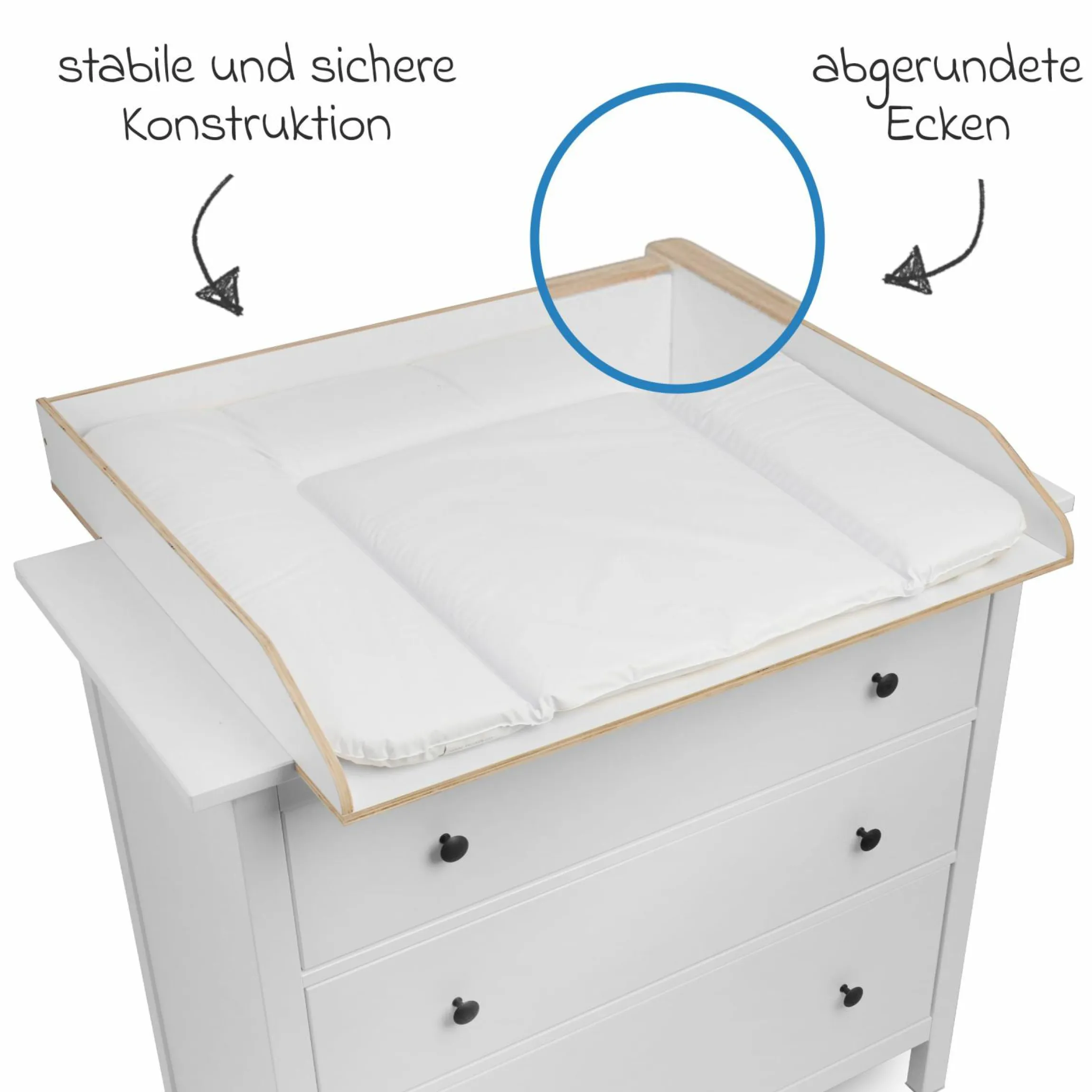 Wickelaufsatz für IKEA Hemnes Kommoden - Weiß
