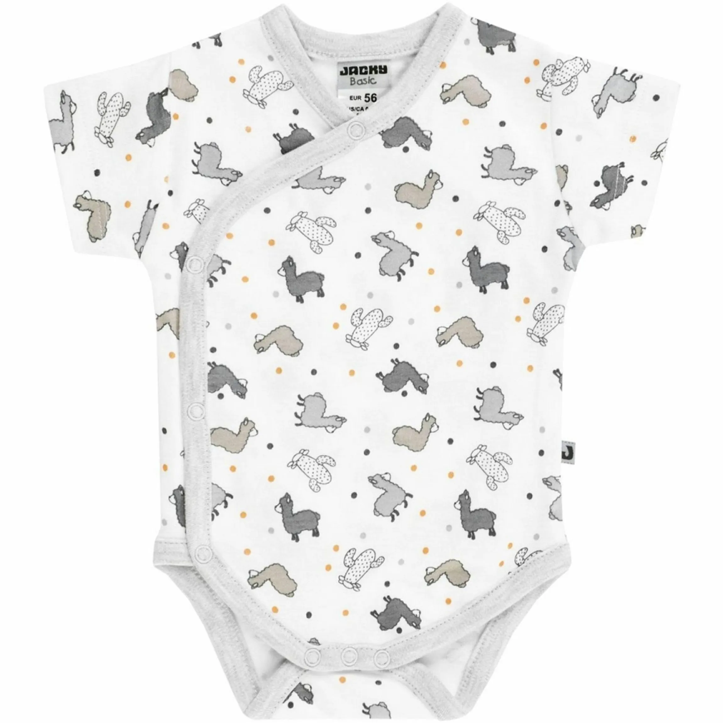 Wickelbody Kurzarm - Lama Allover Offwhite - Gr. 50