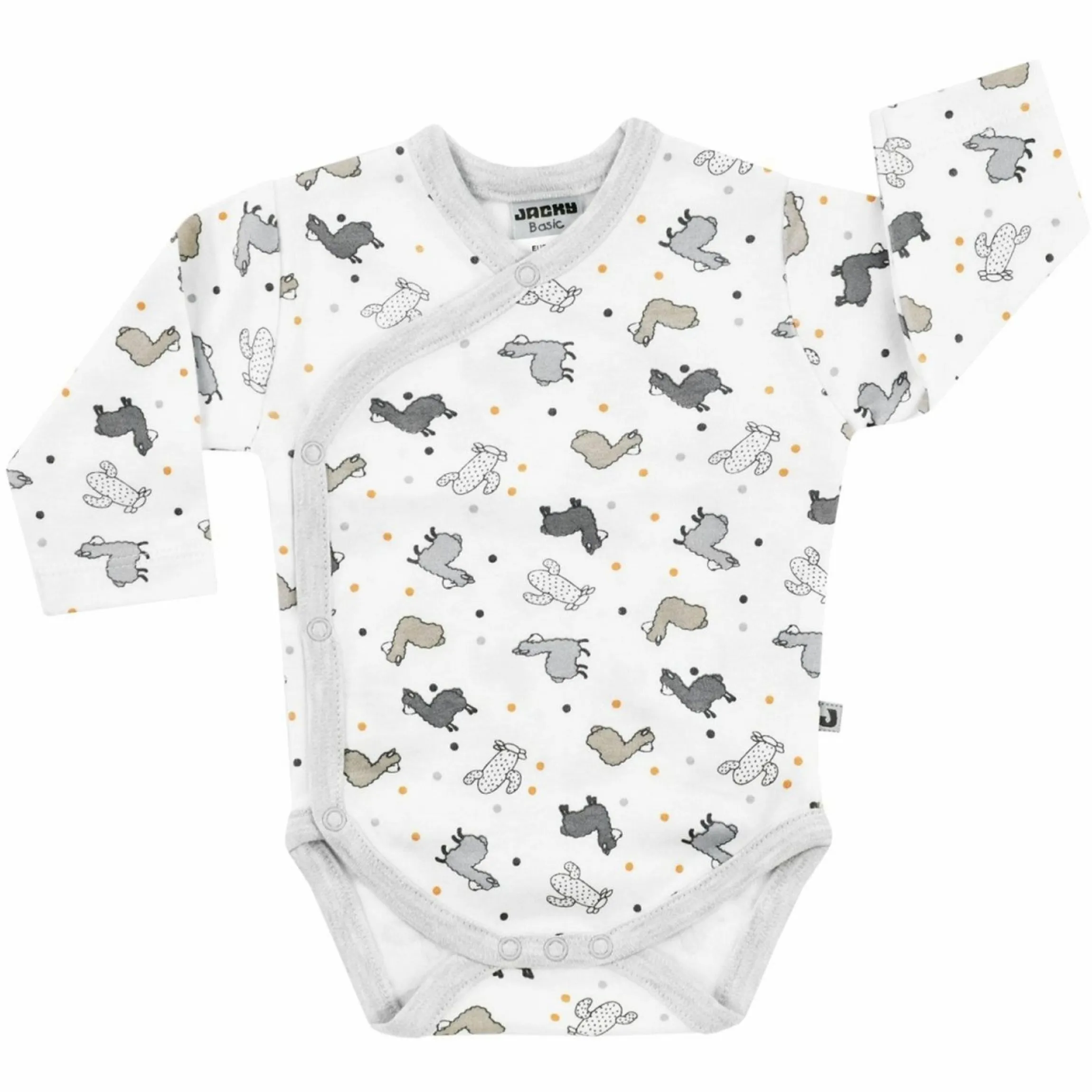 Wickelbody Langarm - Lama Allover Offwhite - Gr. 68