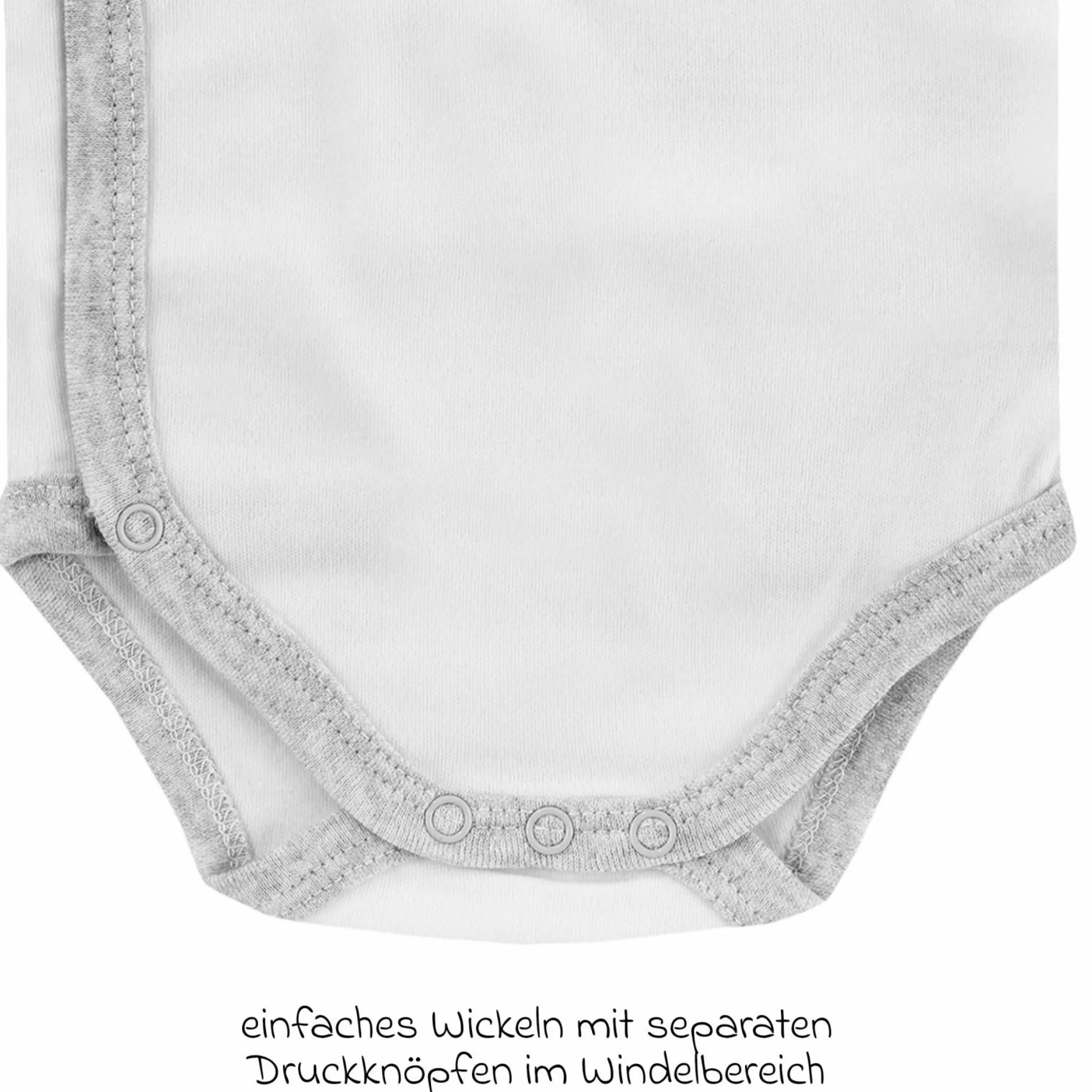 Wickelbody Langarm 3er Pack - Grau Melange, Ringel & Offwhite - Gr. 62/68