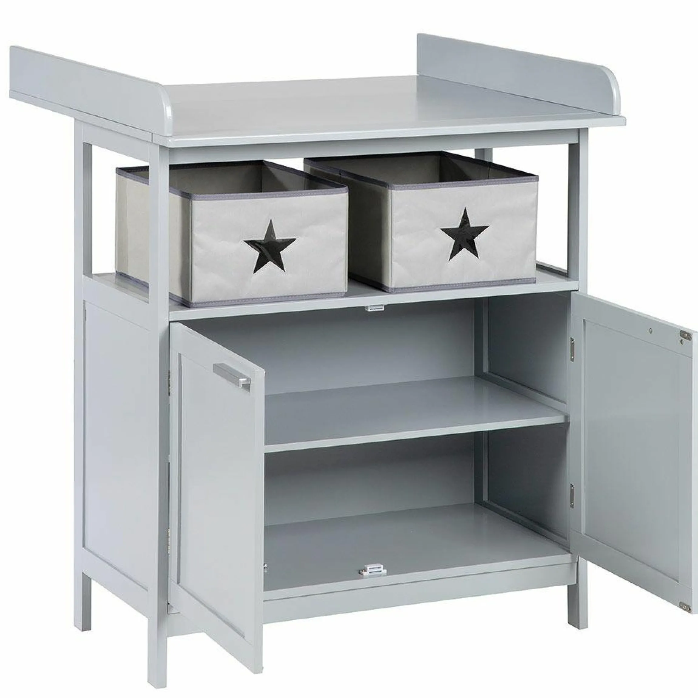Wickelkommode Hamburg mit Wickelaufsatz & 2 Canvas-Boxen - Taupe