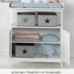 Wickelkommode Hamburg mit Wickelaufsatz & 2 Canvas-Boxen - Taupe