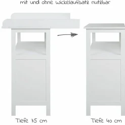 Wickelkommode Hamburg mit Wickelaufsatz & 2 Canvas-Boxen - Taupe