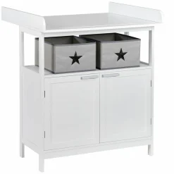 Wickelkommode Hamburg mit Wickelaufsatz & 2 Canvas-Boxen - Weiß
