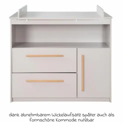 Wickelkommode Lea breit inkl. Wickelaufsatz - Grau - Kollektion 2024