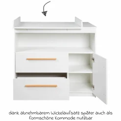 Wickelkommode Lilo breit inkl. Wickelaufsatz - Weiß - Kollektion 2024