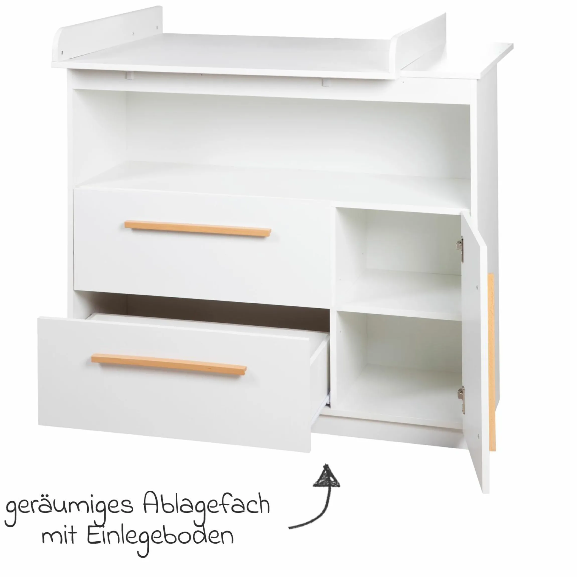 Wickelkommode Lilo breit inkl. Wickelaufsatz - Weiß - Kollektion 2024