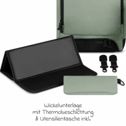 Wickelrucksack Active mit großem Frontfach inkl. Wickelunterlage & Zubehör - Pine - Kollektion 2025