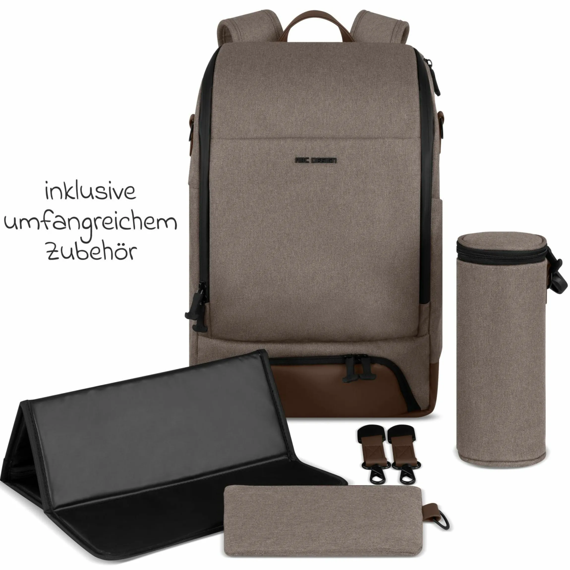 Wickelrucksack Active mit großem Frontfach inkl. Wickelunterlage & Zubehör - Pure - Nature - Kollektion 2025