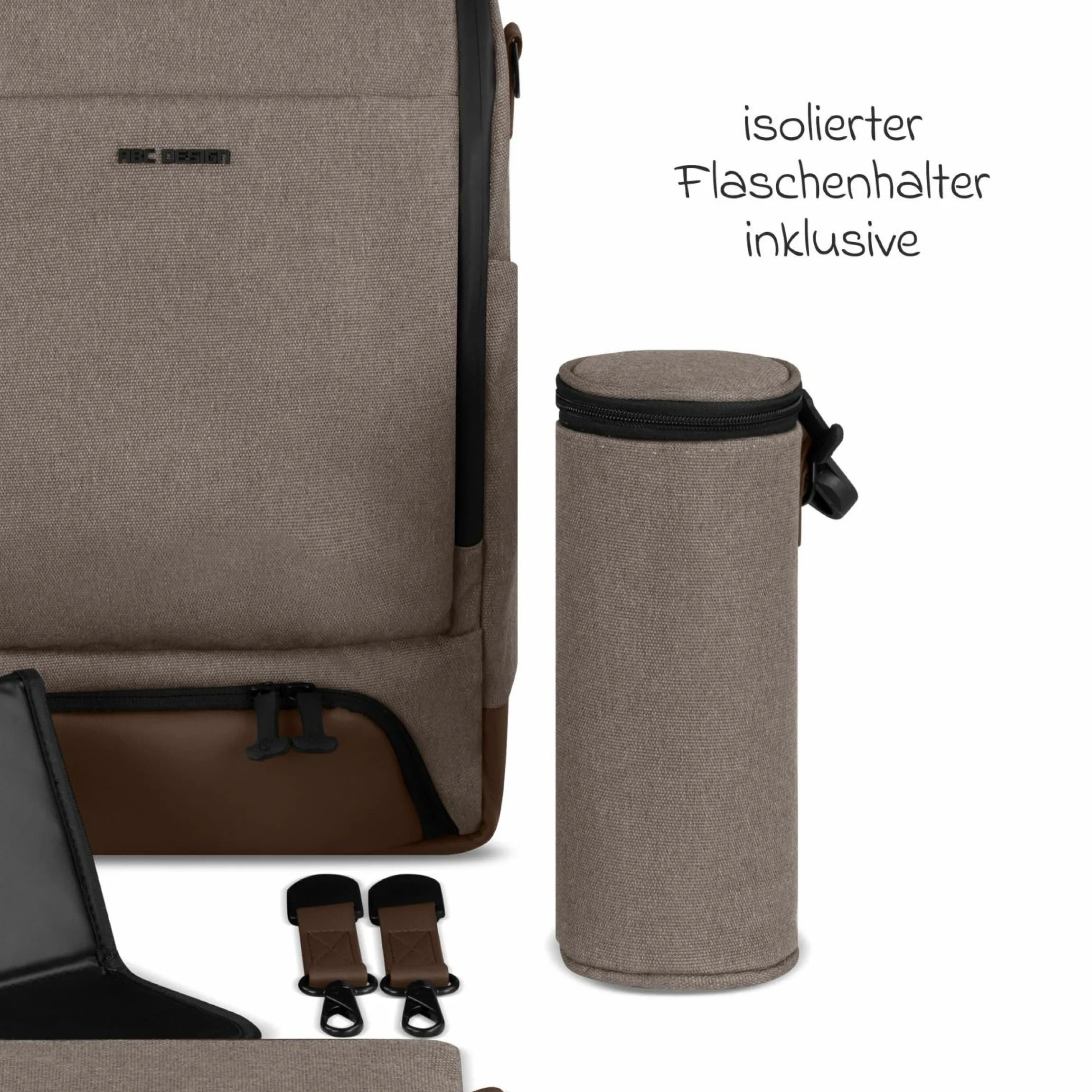 Wickelrucksack Active mit großem Frontfach inkl. Wickelunterlage & Zubehör - Pure - Nature - Kollektion 2025