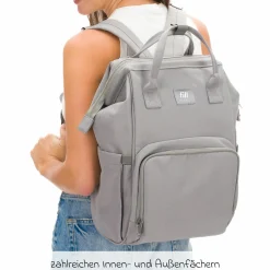Wickelrucksack Barcelona im modernen Design mit variablem Stauraum - Stone Grey