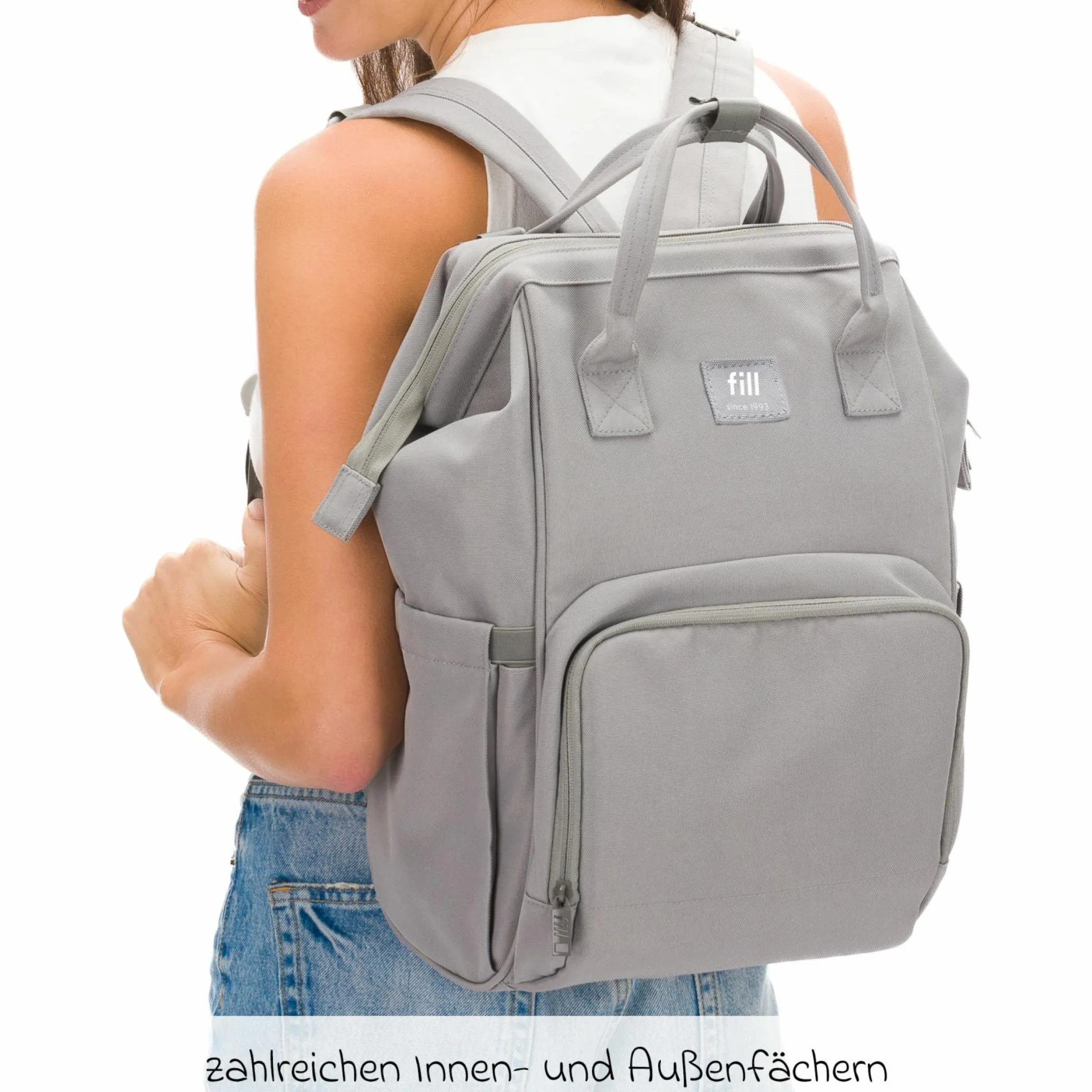 Wickelrucksack Barcelona im modernen Design mit variablem Stauraum - Stone Grey
