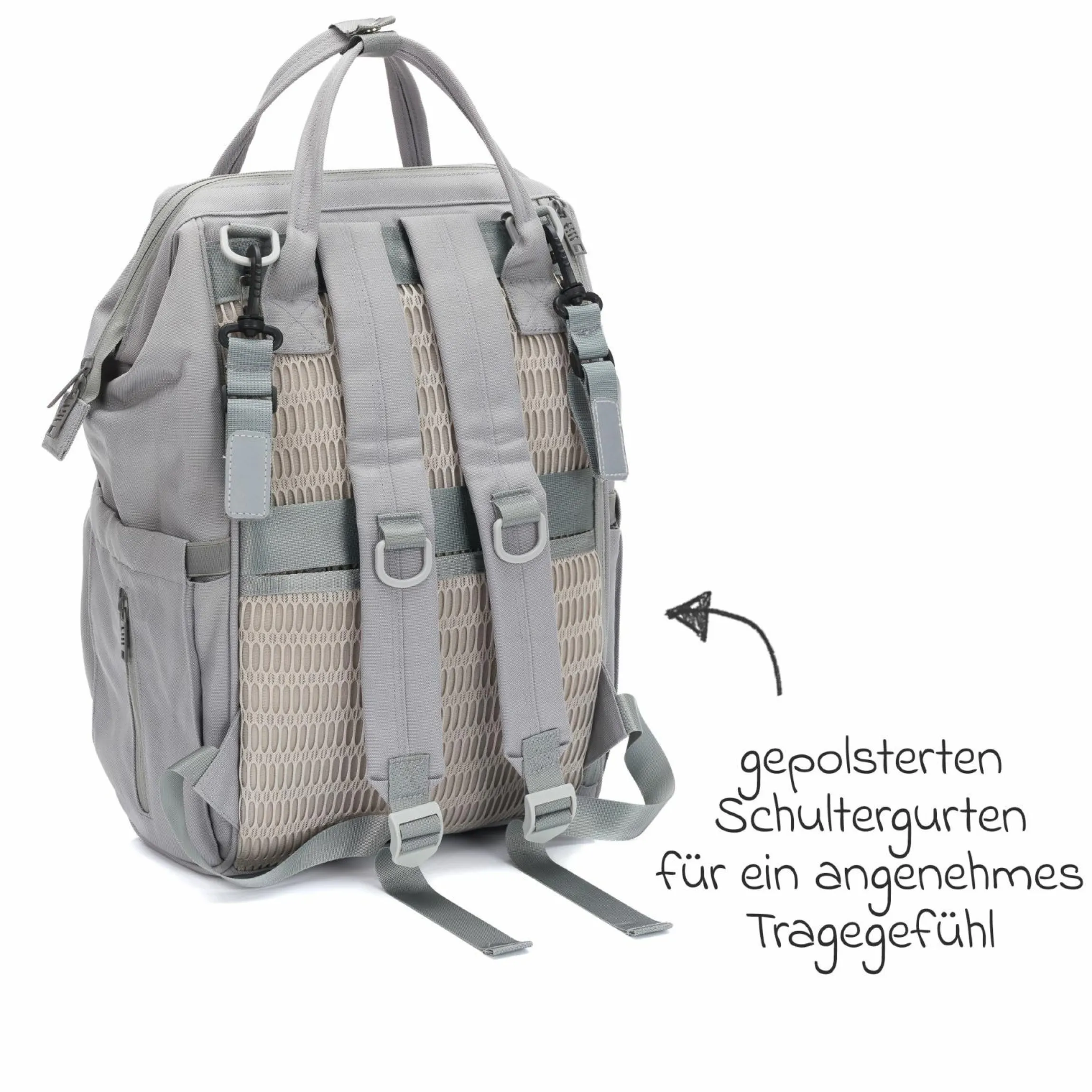 Wickelrucksack Barcelona im modernen Design mit variablem Stauraum - Stone Grey