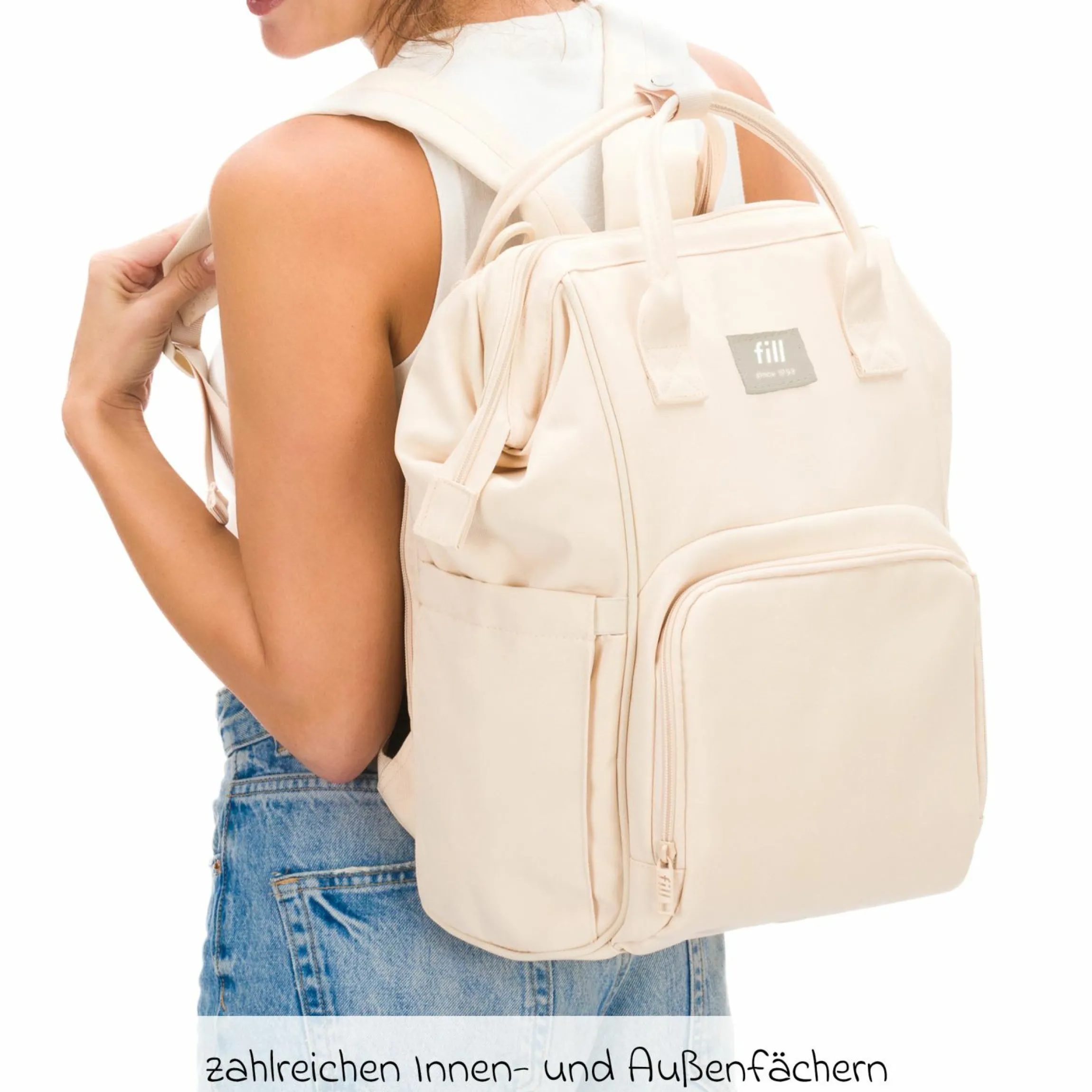 Wickelrucksack Barcelona im modernen Design mit variablem Stauraum - Sand Beige