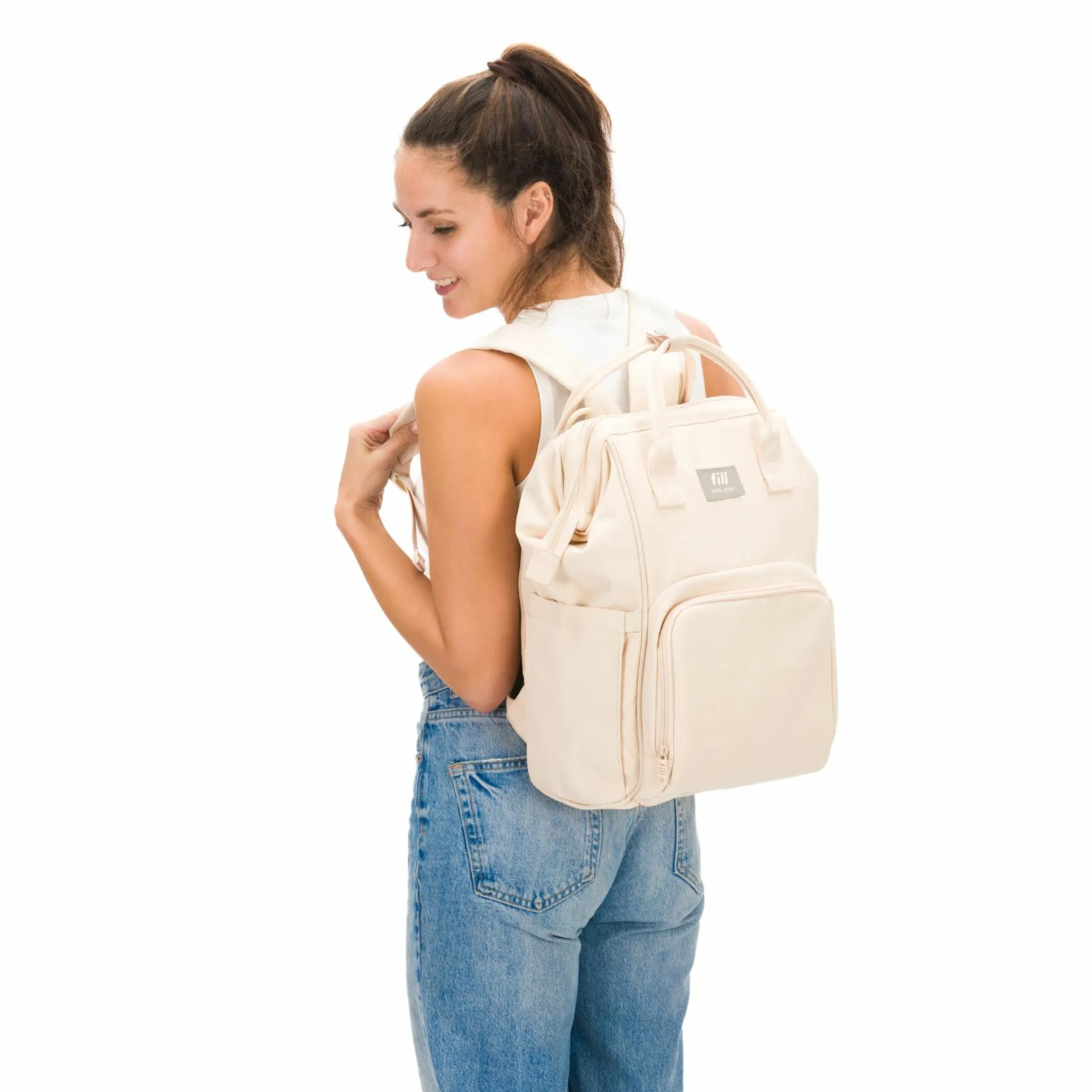 Wickelrucksack Barcelona im modernen Design mit variablem Stauraum - Sand Beige