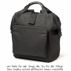 Wickelrucksack inkl. Befestigung, Wicklauflage, Flaschenhalter - Schwarz - Kollektion 2025