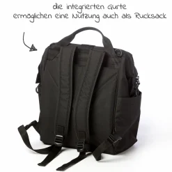 Wickelrucksack inkl. Befestigung, Wicklauflage, Flaschenhalter - Schwarz - Kollektion 2025