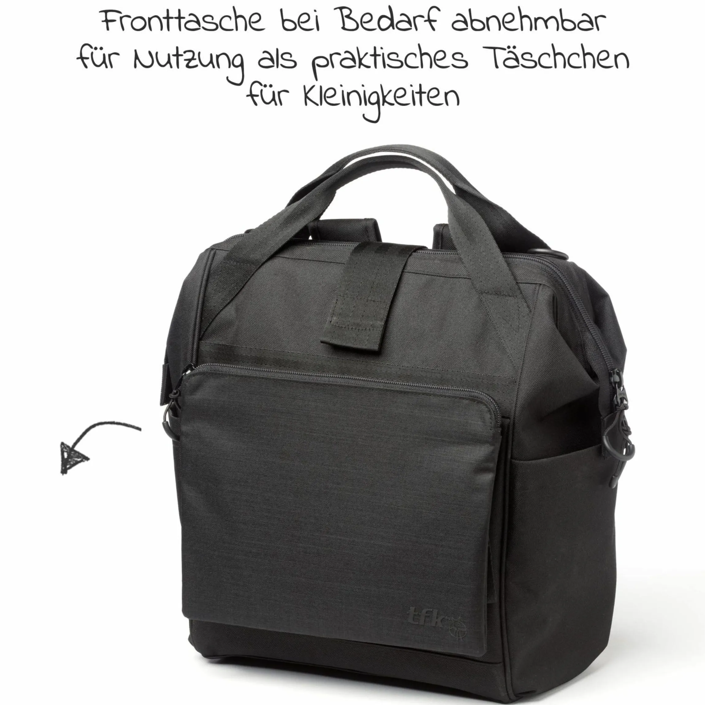 Wickelrucksack inkl. Befestigung, Wicklauflage, Flaschenhalter - Schwarz - Kollektion 2025