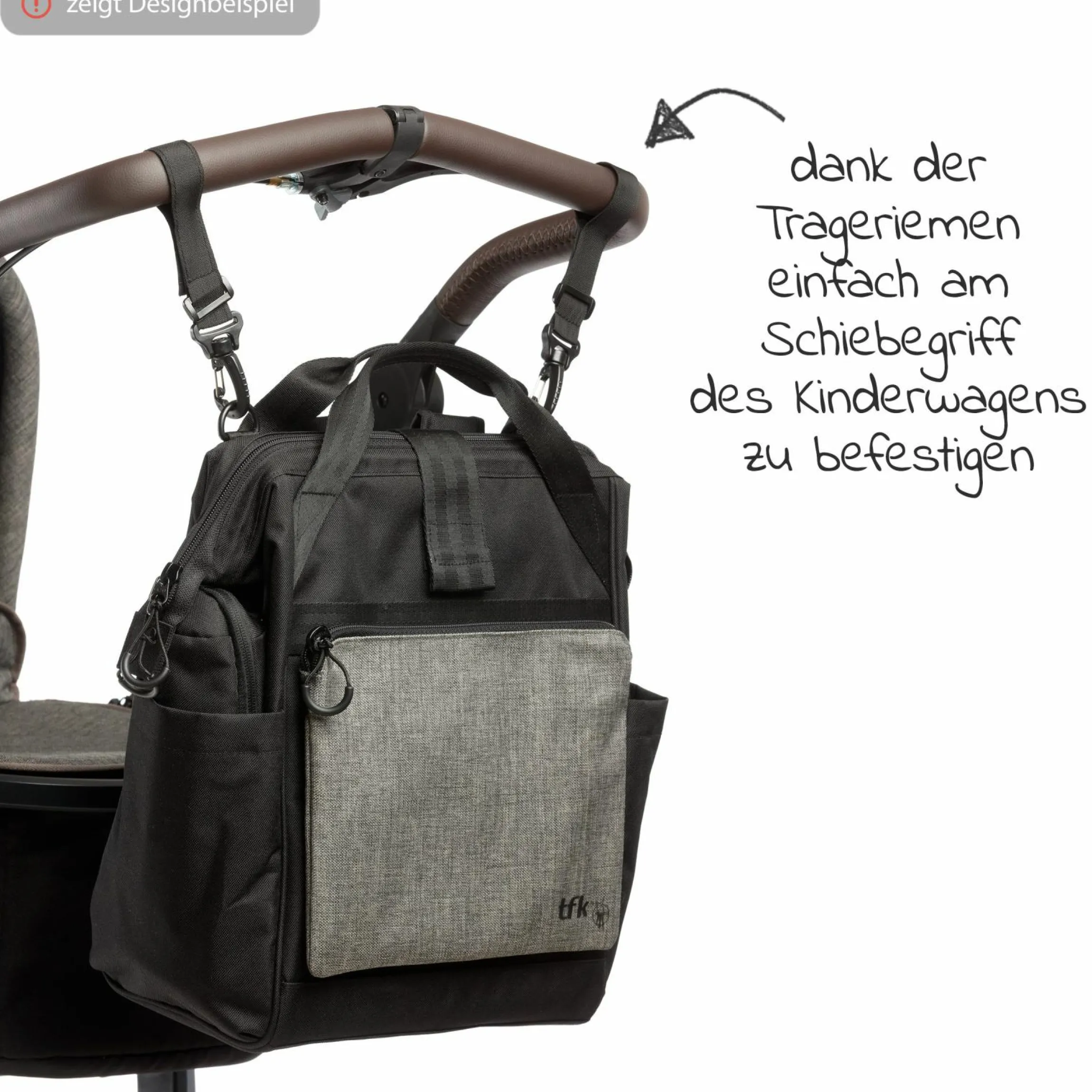 Wickelrucksack inkl. Befestigung, Wicklauflage, Flaschenhalter - Premium Leder Braun - Kollektion 2025