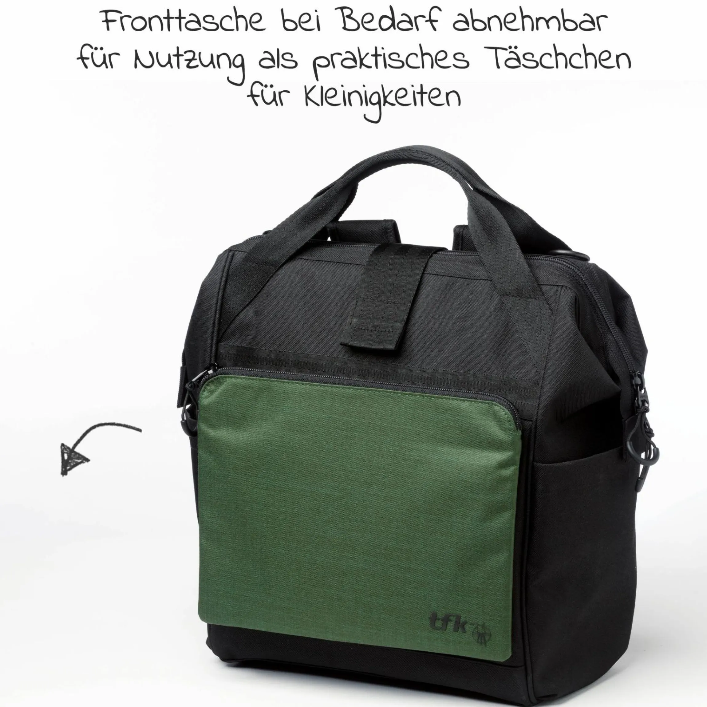 Wickelrucksack inkl. Befestigung, Wicklauflage, Flaschenhalter - Olive - Kollektion 2025