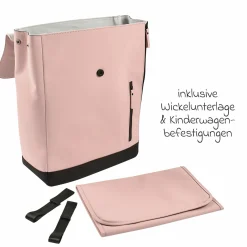 Wickelrucksack inkl. Wickelunterlage & Kinderwagenbefestigung - Oslo - Rose