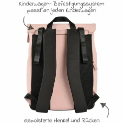 Wickelrucksack inkl. Wickelunterlage & Kinderwagenbefestigung - Oslo - Rose